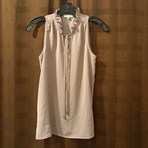Jade Melody Tam Taupe Ruffle Neck Blouse size XS